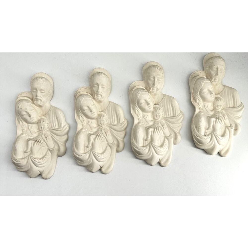 Zavoy Mold Holy Family Ceramic Bisque Wall Plaques Set 4 Paint Ready Religious